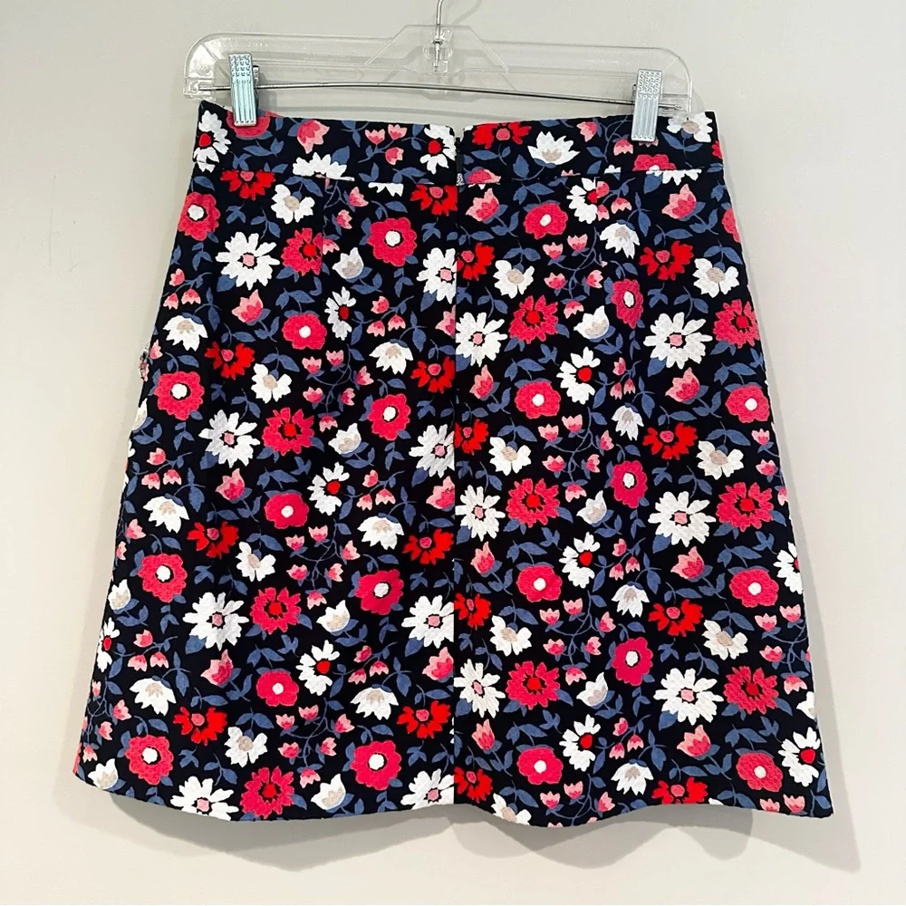Kate Spade Shore Thing Daisy Jaquard A-Line‎ Skirt Women's 6 Navy Pink Casual